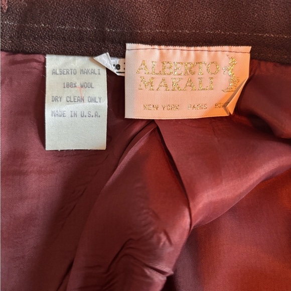 Vintage Alberto Makali Brown Pinstripe Vest and Skirt Set - Picture 9 of 13